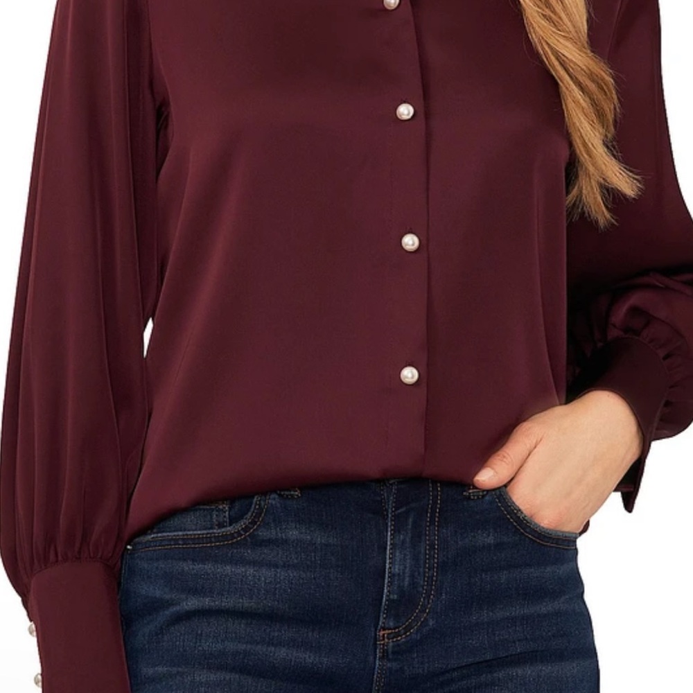 NEW- Elegant Burgundy Blouse with matching Tulle Skirt - Size Medium - Picture 2 of 3